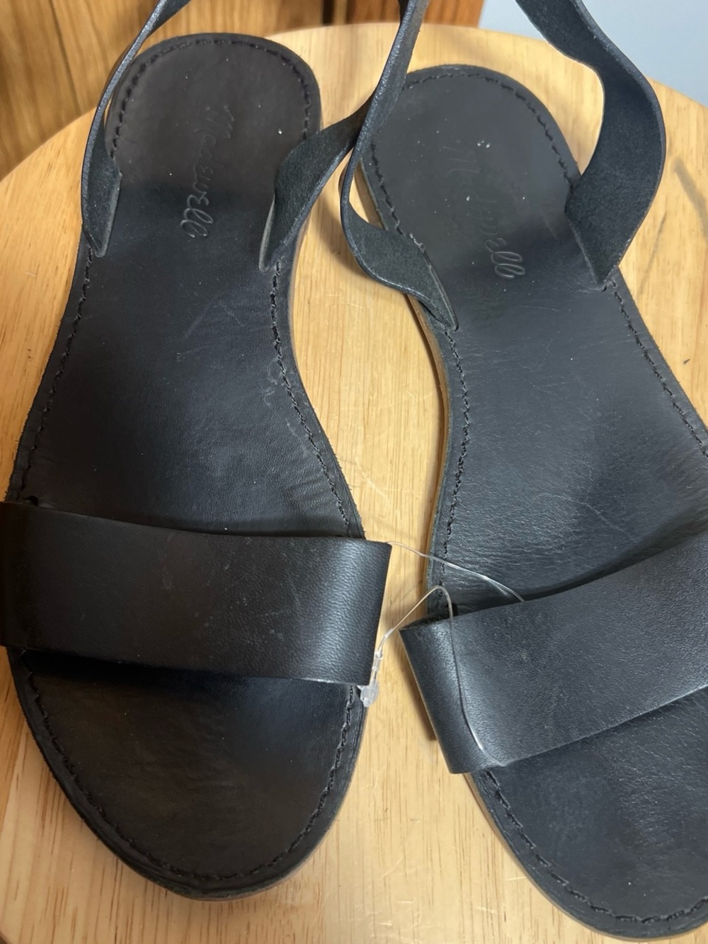 Madewell Black Leather Slide Sandals